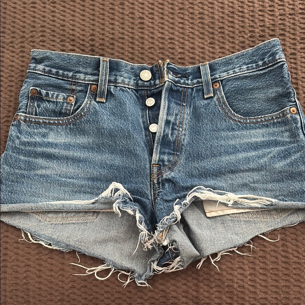 Levi's Blue Distressed Jean Shorts